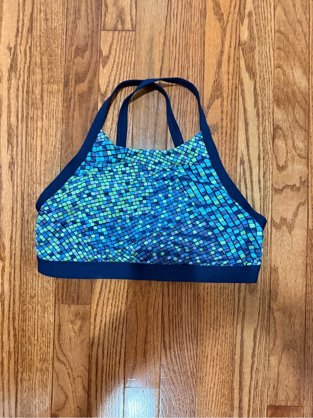 Lands' End Navy Mosaic Swim Top
